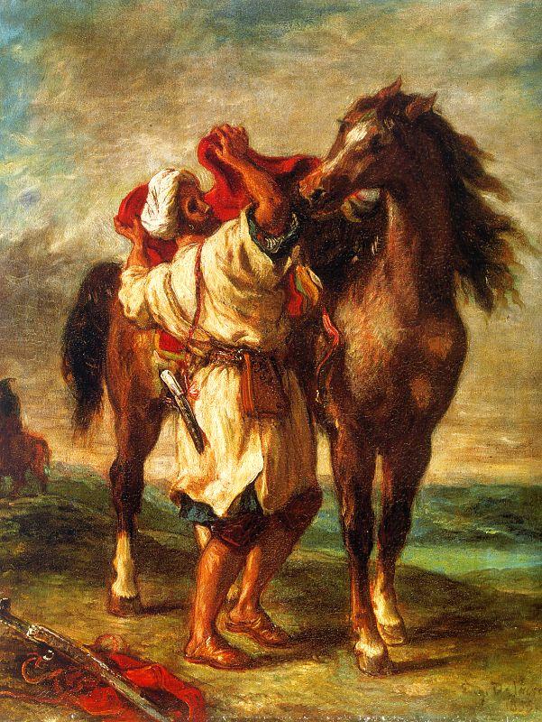 Eugene Delacroix Arab Saddling his Horse Germany oil painting art